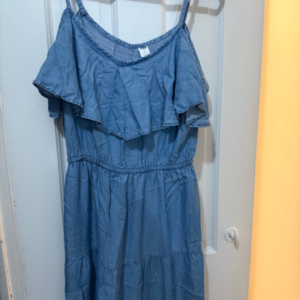 Old navy light denim off shoulder midi dress